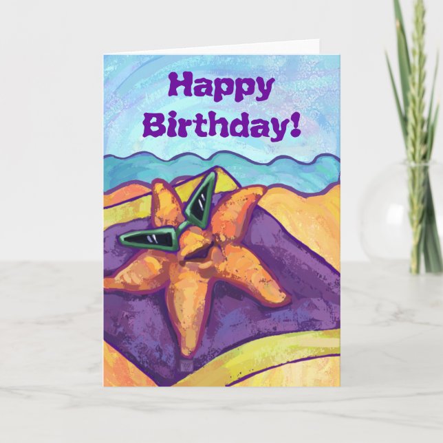 Cool Starfish Happy Birthday Card (Front)