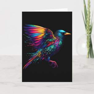 Cool Starling Bird Srit Animal Illustration Tie Dy Card