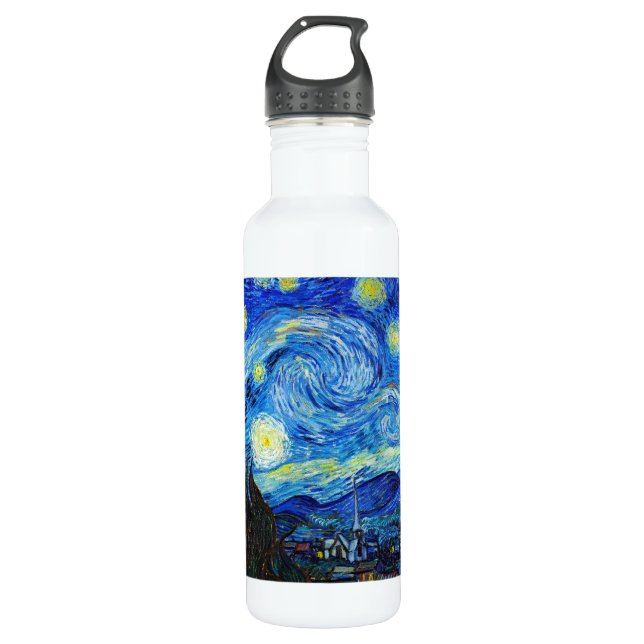 Cool Starry Night Vincent Van Gogh painting 710 Ml Water Bottle (Front)