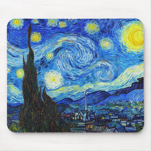 Cool Starry Night Vincent Van Gogh painting Mouse Pad (Front)
