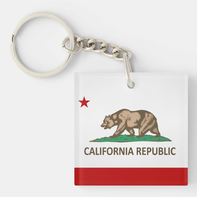 Cool State Of California Flag Key Ring (Front)