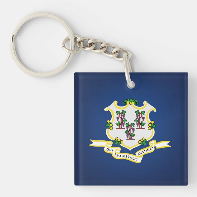Cool State Of Connecticut Flag Key Ring (Front)