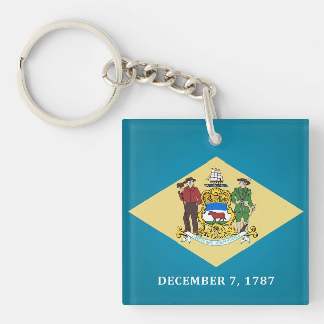 Cool State Of Delaware Flag Key Ring (Front)