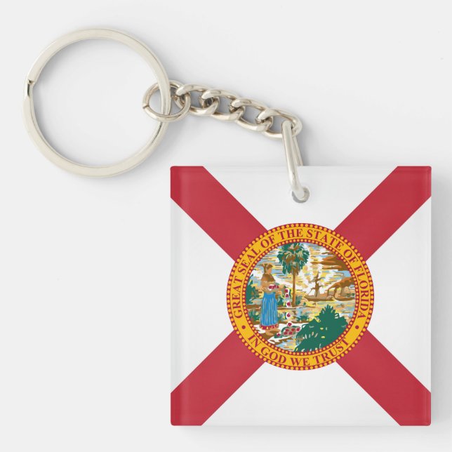 Cool State Of Florida Flag Key Ring (Front)