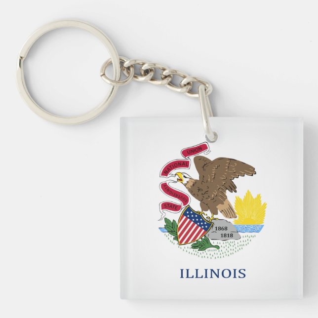 Cool State Of Illinois Flag Key Ring (Front)