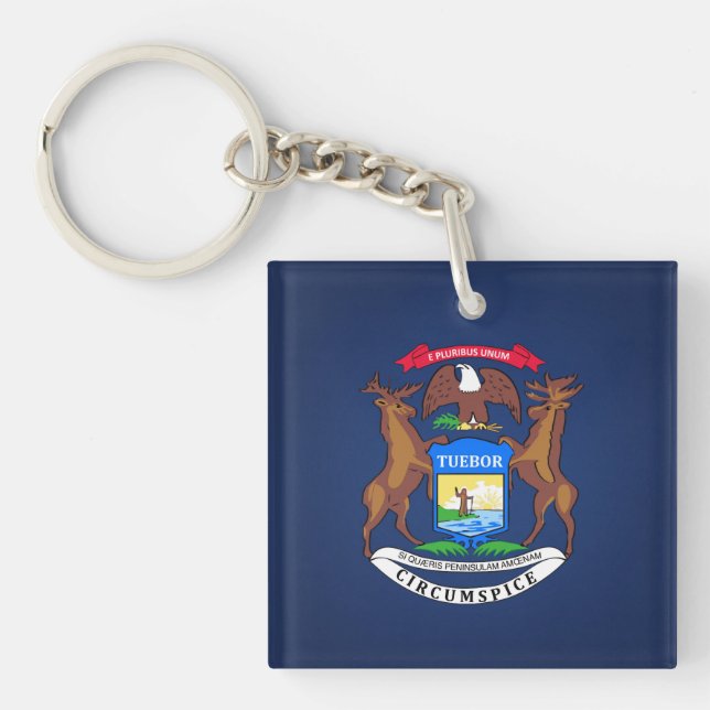 Cool State Of Michigan Flag Key Ring (Front)