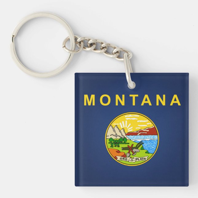 Cool State Of Montana Flag Key Ring (Front)
