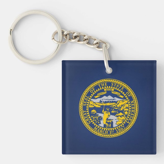 Cool State Of Nebraska Flag Key Ring (Front)