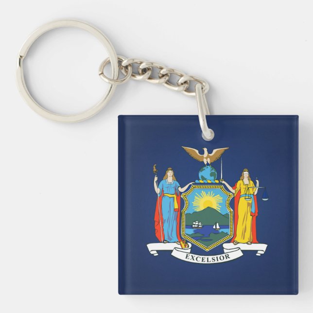 Cool State Of New York Flag Key Ring (Front)