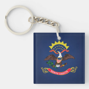Cool State Of North Dakota Flag Key Ring