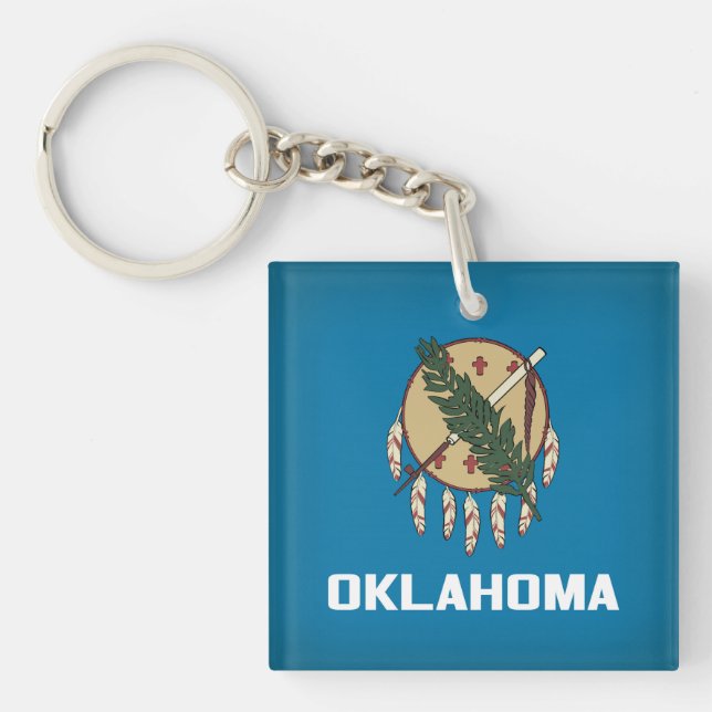 Cool State Of Oklahoma Flag Key Ring (Front)