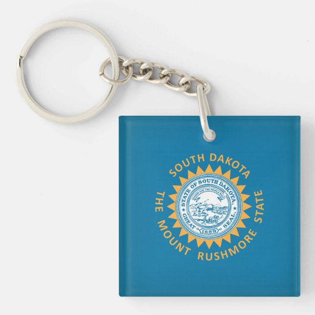 Cool State Of South Dakota Flag Key Ring (Front)