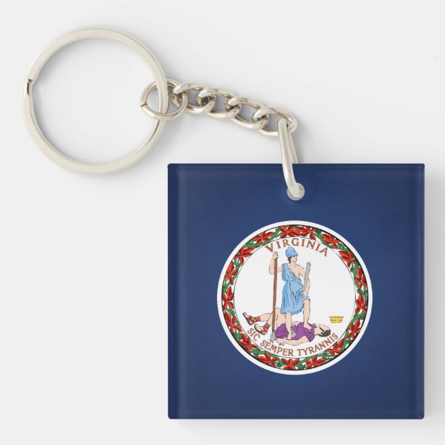 Cool State Of Virginia Flag Key Ring (Front)