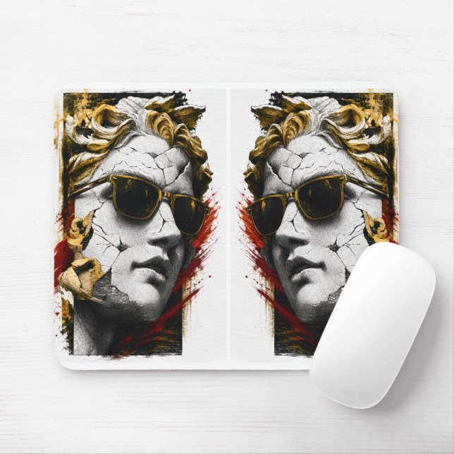 Cool Statue with Sunglasses – Ancient Wisdom Moder Mouse Pad (With Mouse)