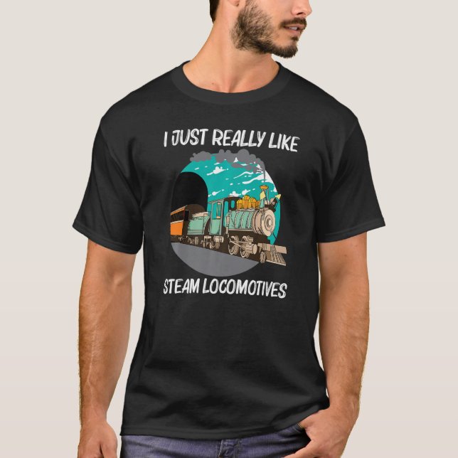 Cool Steam Locomotive For Men Women Railroad Train T-Shirt (Front)