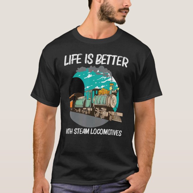 Cool Steam Locomotive For Men Women Railroad Train T-Shirt (Front)