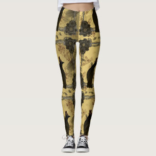 Cool Steampunk Crows and Gears Leggings