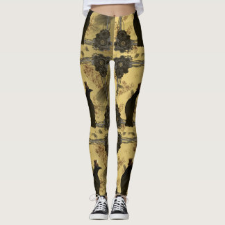 Cool Steampunk Crows and Gears Leggings