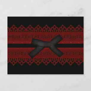 Cool Steampunk Gothic Red Lace Black bow Postcard