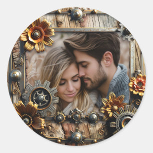 Cool Steampunk Personalised Photo Classic Round Sticker