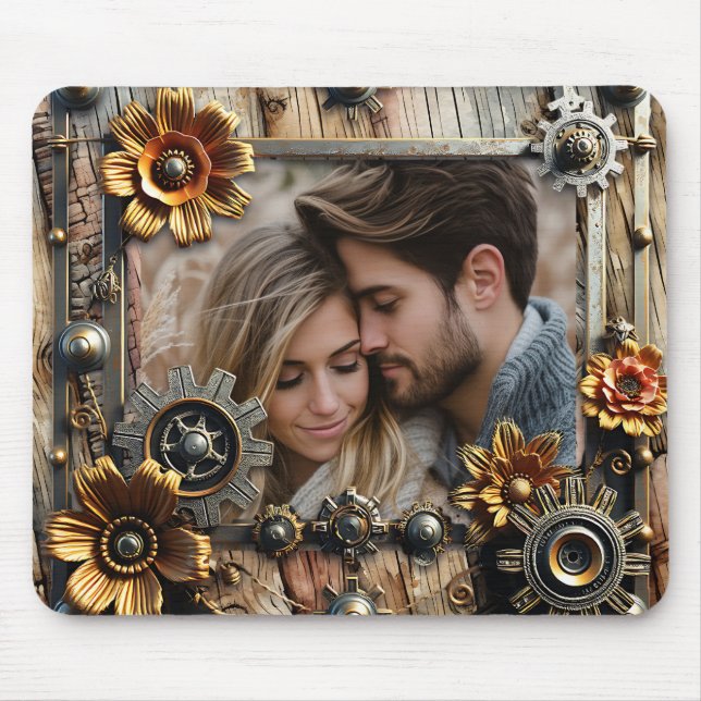 Cool Steampunk Personalised Photo Mouse Pad (Front)
