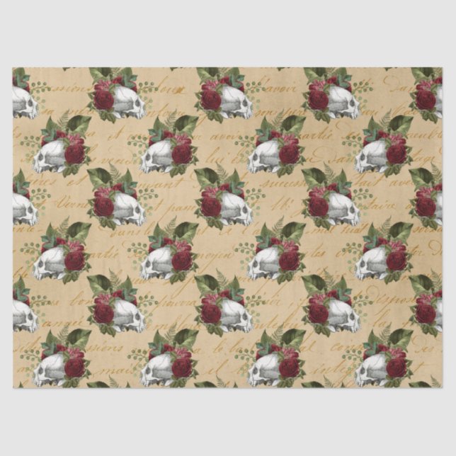 Cool steampunk skulls and flowers tissue paper (Front)