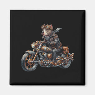Cool Steampunk Tbull Biker Vintage Motorcycle Dog Magnet