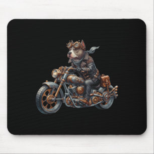 Cool Steampunk Tbull Biker Vintage Motorcycle Dog  Mouse Pad