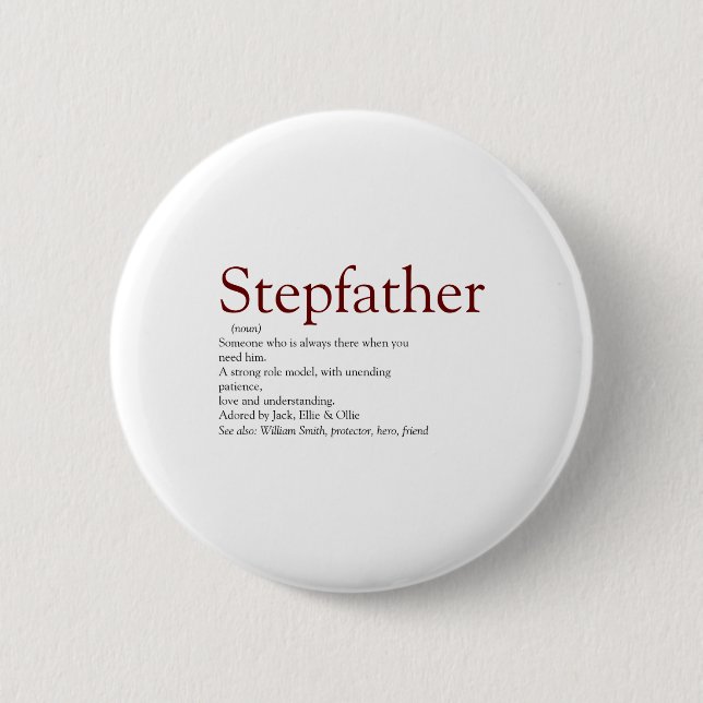 Cool Stepfather Stepdad Definition Fun Gray Kids  6 Cm Round Badge (Front)
