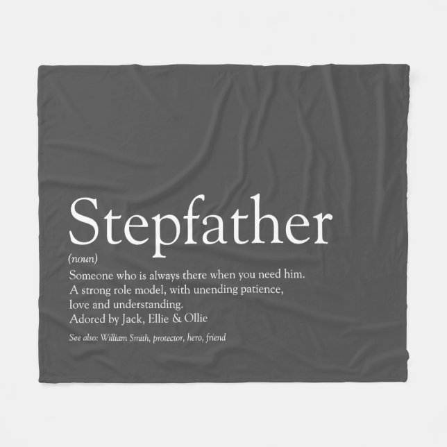 Cool Stepfather, Stepdad Definition Modern Grey Fleece Blanket (Front (Horizontal))