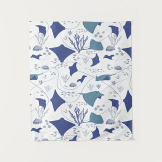 Cool Stingrays Tropical Blue Reef Tapestry