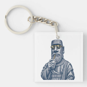Cool Stone Man Vintage Art Acrylic Keychain
