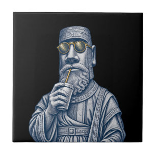 Cool Stone Man Vintage Art Ceramic Tile