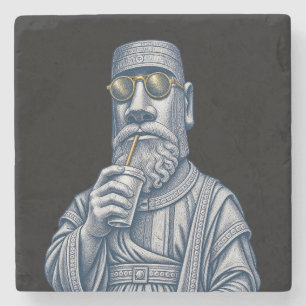 Cool Stone Man Vintage Art Stone Coaster