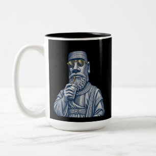 Cool Stone Man Vintage Art Two-Tone Coffee Mug