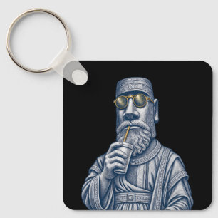 Cool Stone Man Vintage Engraving Keychain