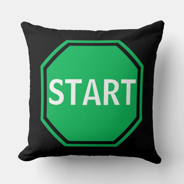 COOL STOP / START STREET SIGN CUSHION -RED BLACK (Front)