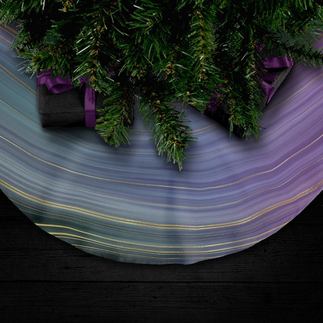 Cool Strata | Beautiful Blue Purple and Gold Agate Brushed Polyester Tree Skirt (Creator Uploaded)