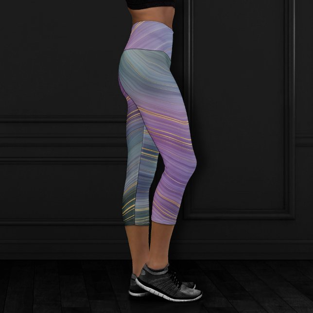 Cool Strata | Beautiful Blue Purple and Gold Agate Capri Leggings (Creator Uploaded)