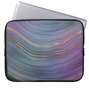 Cool Strata   Beautiful Blue Purple and Gold Agate Laptop Sleeve