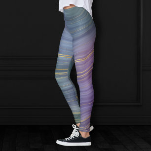 Cool Strata   Beautiful Blue Purple and Gold Agate Leggings