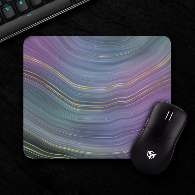 Cool Strata | Beautiful Blue Purple and Gold Agate Mouse Pad (Creator Uploaded)