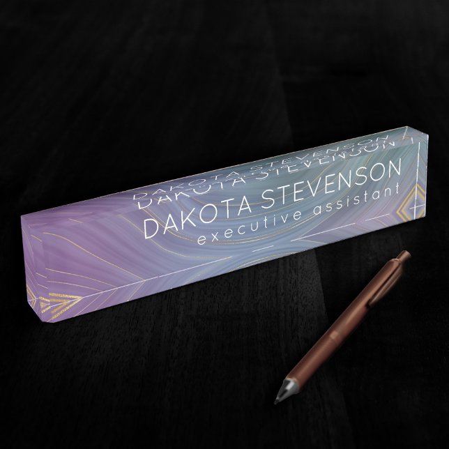 Cool Strata | Beautiful Blue Purple and Gold Agate Nameplate (Creator Uploaded)