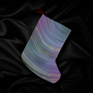Cool Strata Beautiful Blue Purple and Gold Agate Small Christmas Stocking