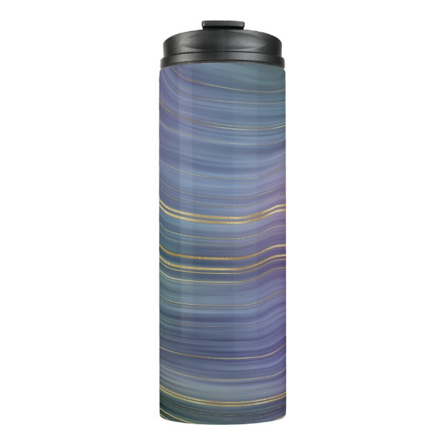 Cool Strata | Beautiful Blue Purple and Gold Agate Thermal Tumbler (Front)