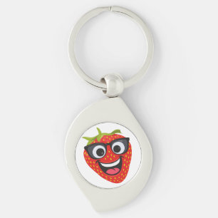 Cool Strawberry Character – Fun Kawaii Fruit Art Key Ring