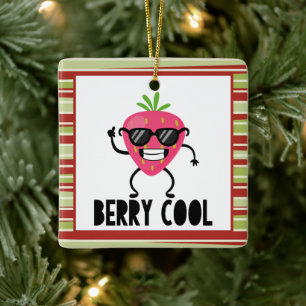 Cool Strawberry Wearing Glasses - Berry Cool Ceramic Ornament
