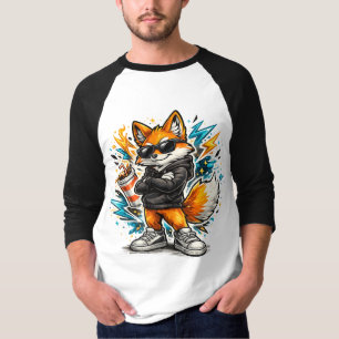 Cool Street Fox T-Shirt Urban Graffiti Fox with