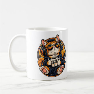 Cool Streetwear Cat Drinking Coffee Mug