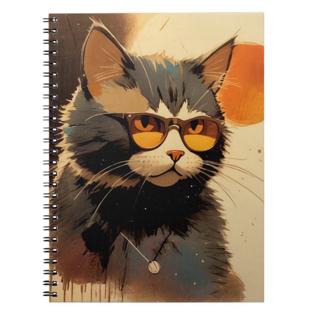 Cool Streetwear Graffiti Cat with Sunglasses Graph Notebook (Front)